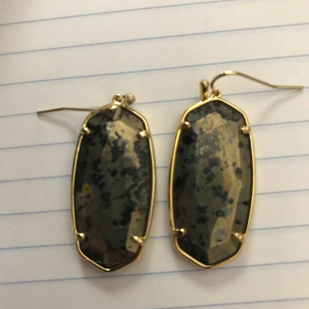 Kendra Scott Elle faceted drop earrings-Gold and Black Pyrite